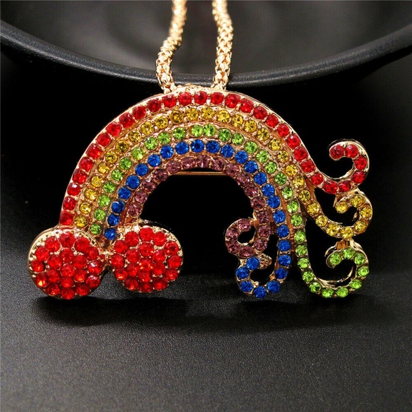 Lirrio's Closet Jewelry - Rainbow Rhinestone Pendant Brooch NWT-